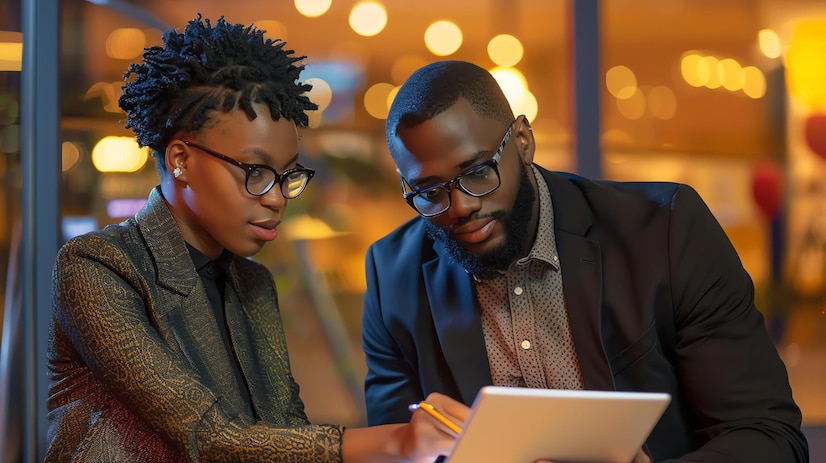 young-professional-black-man-woman-are-sitting-table-restaurant-bar-looking-tablet-computer_14117-177835